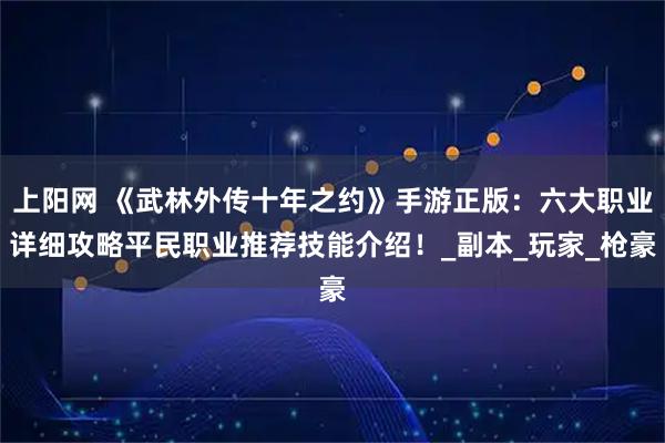 上阳网 《武林外传十年之约》手游正版：六大职业详细攻略平民职业推荐技能介绍！_副本_玩家_枪豪
