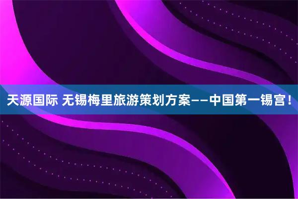 天源国际 无锡梅里旅游策划方案——中国第一锡宫！